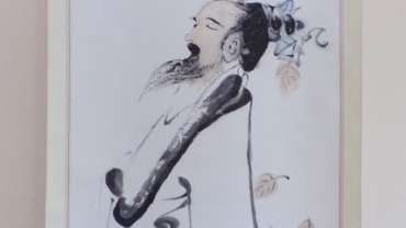 A traditional Chinese brush painting of the classical personage Qu Yuan.
